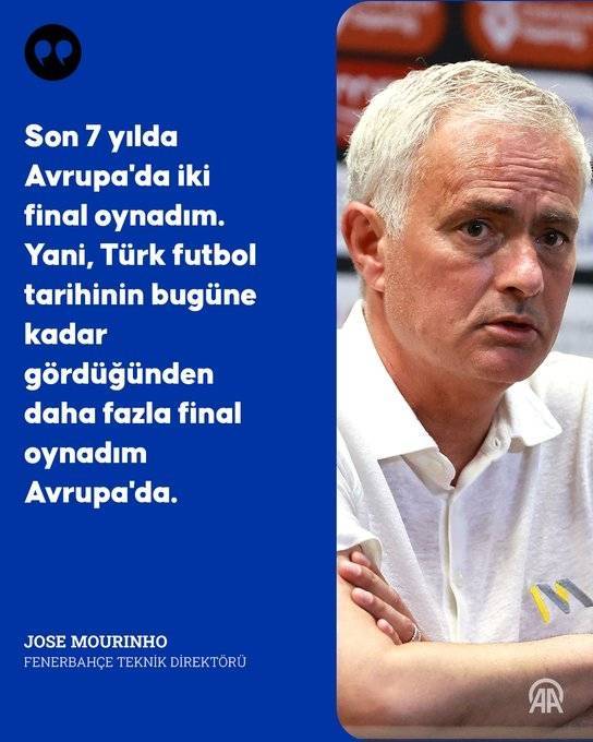 穆帅：过去7年我踢了2次欧战决赛，比土耳其足球历史参加次数都多